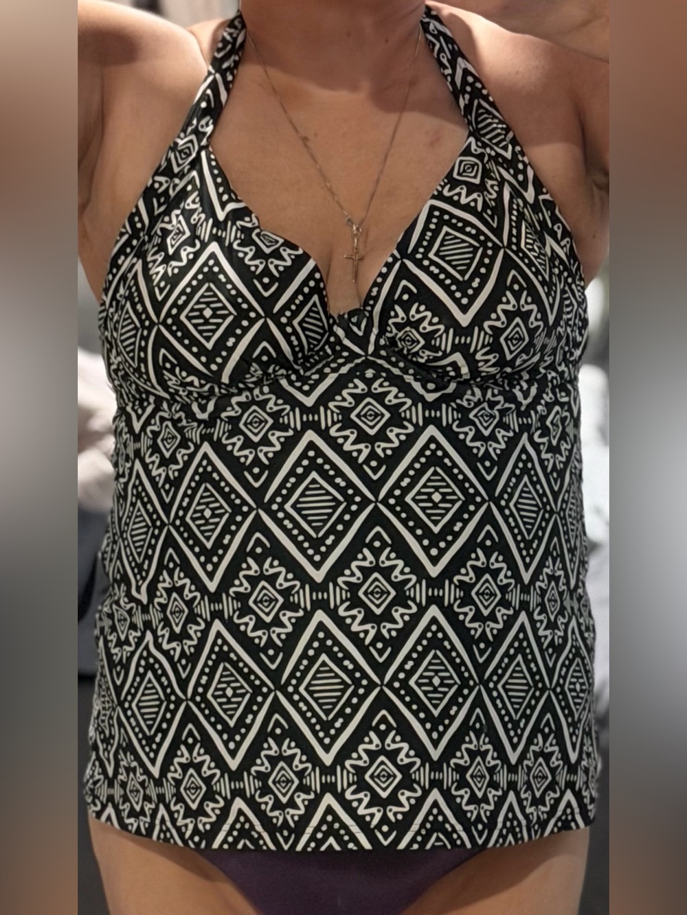 Maidenform Swim Black and White Halter Top Only XL